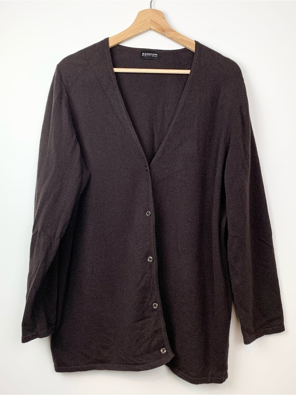 Cashmere Cardigan Samoon Edition Sz 22 Brown Buttons Long Sleeve Quiet Luxury